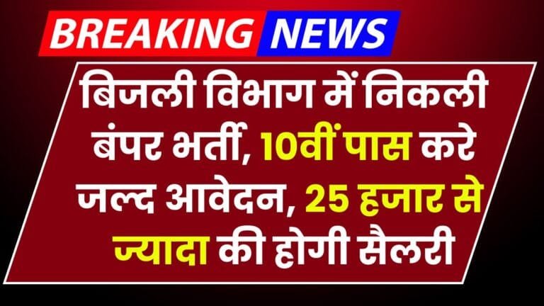 Electricity Department Vacancy: बिजली विभाग भर्ती में 10वीं पास डाटा एंट्री ऑपरेटर का सूचना हुआ जारी, जल्द करे आवेदन