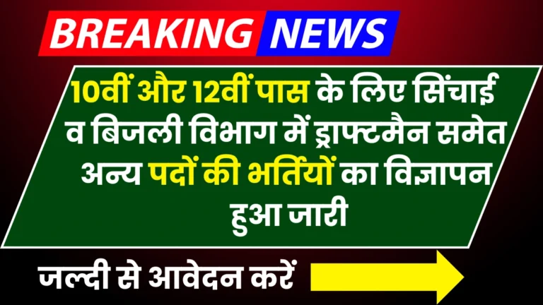 Electricity Draftsman Vacancy 2024: 10वीं और 12वीं पास के लिए सिंचाई व बिजली विभाग में ड्राफ्टमैन समेत अन्य पदों की भर्तियों का विज्ञापन हुआ जारी