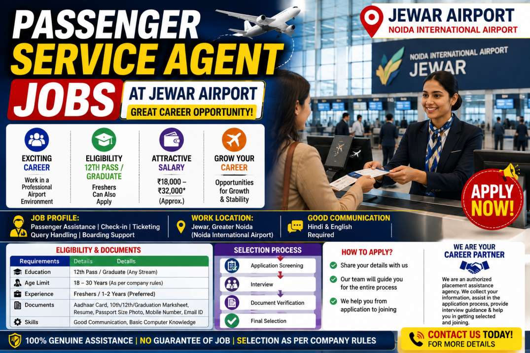 Passenger Service Agent Jobs in Jewar Airport 2026 – योग्यता, काम, Documents और Selection Process